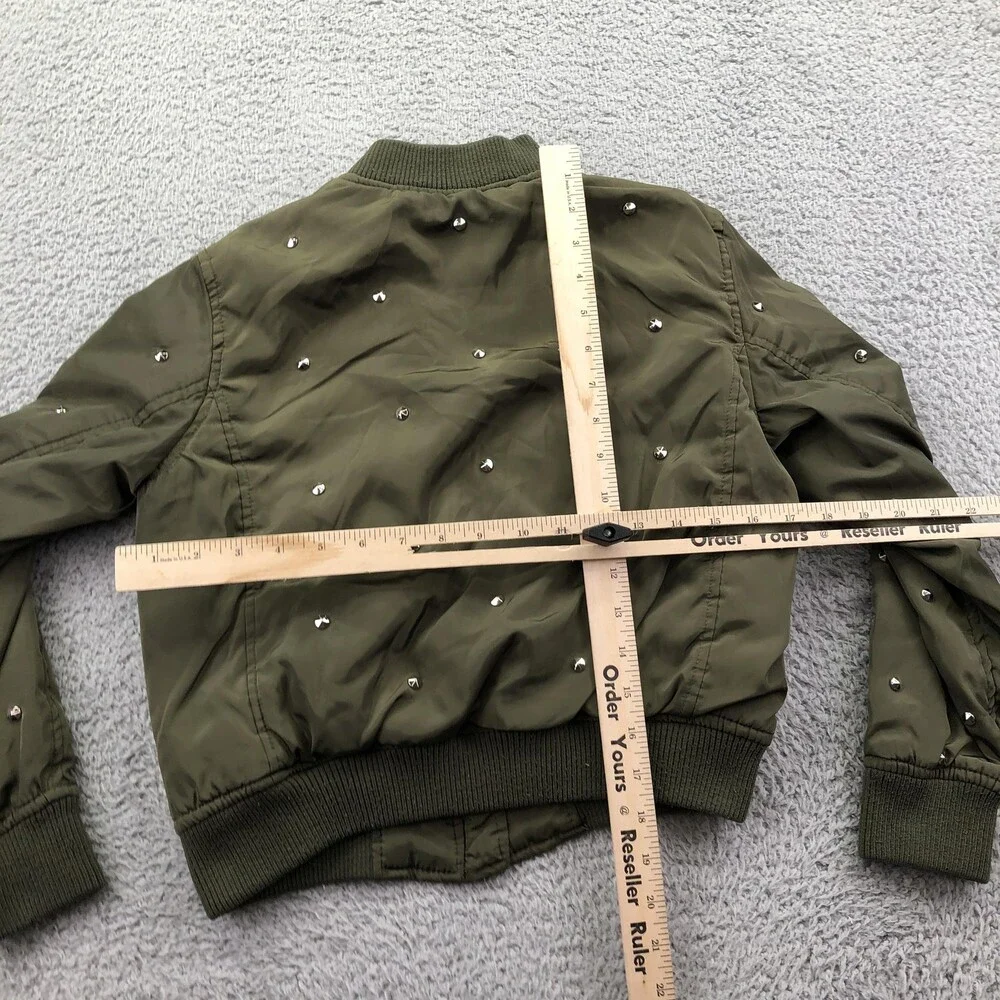 Diesel Jacket Youth Medium 10/12 Green Bomber Studded Zip Lined Winter